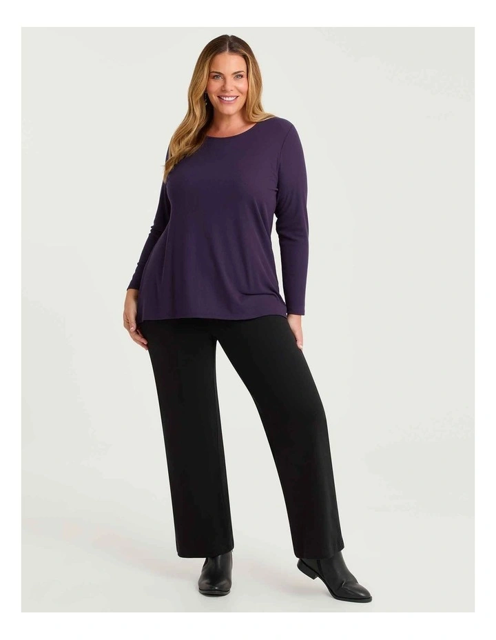 Rib Back Button Detail Top Eggplant image 3