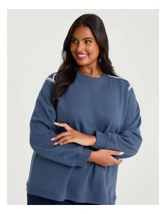 Cotton Blend Stitch Sweatshirt Steel