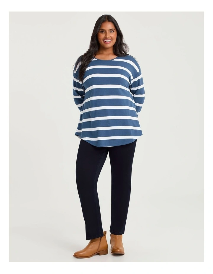 Bamboo Ponte Stripe Top Steel/off White image 3