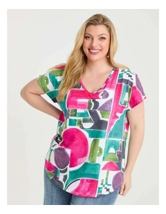 Cotton T-shirt in Painterly Print