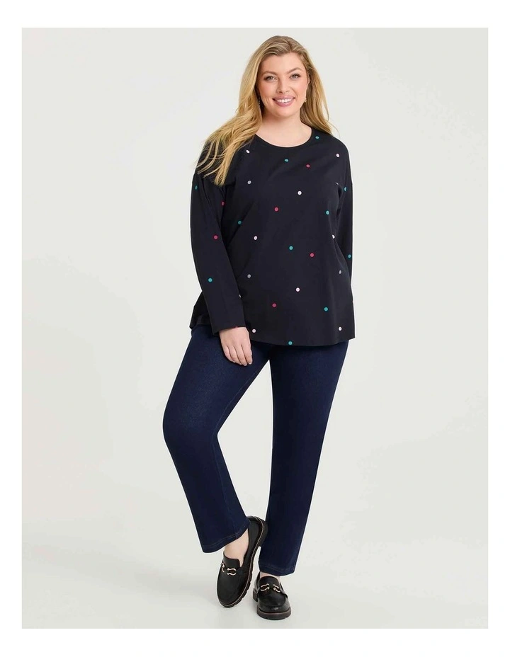 Cotton Top in Navy Multicolour Spot Print image 3