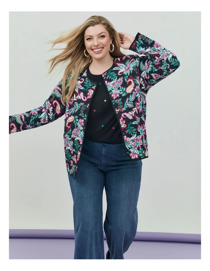 Cotton Top in Navy Multicolour Spot Print image 5