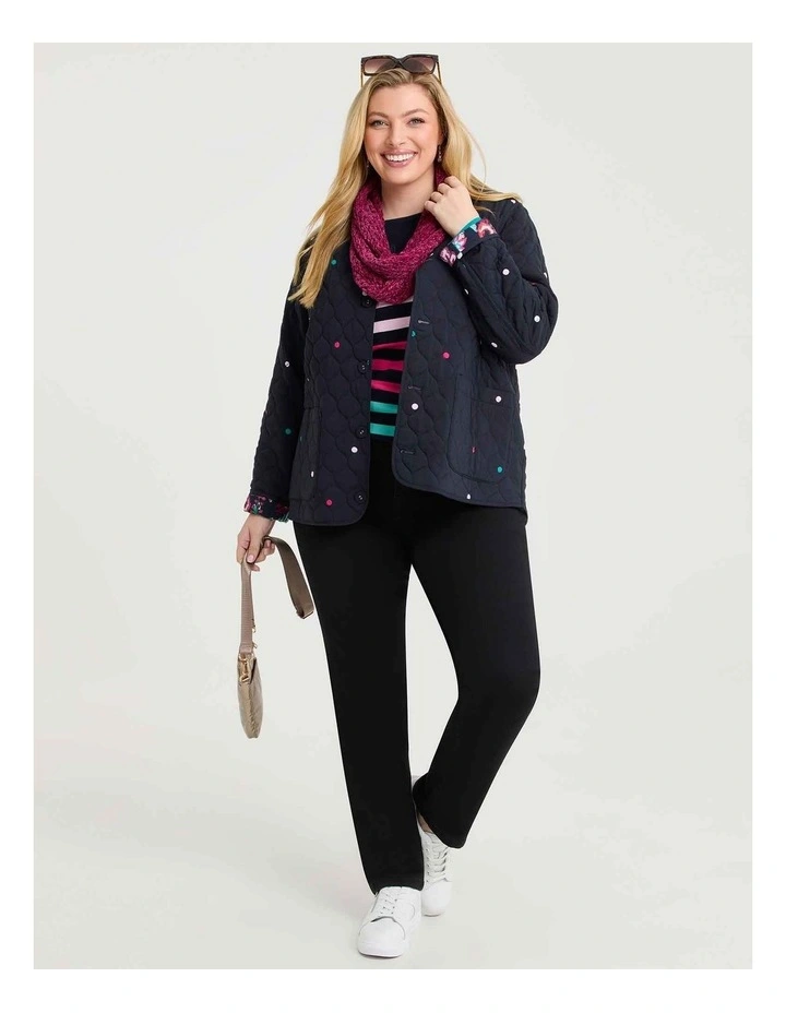 Bamboo Ponte Boat Neck Stripe Top Navy/multi image 4