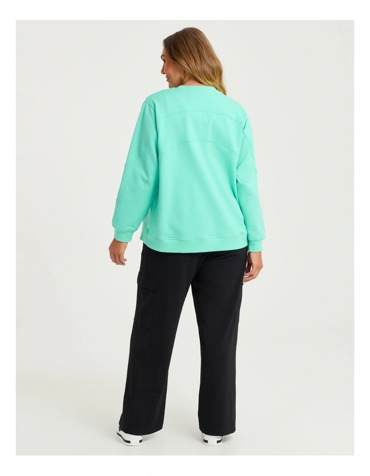 Cotton Blend Star Sweatshirt in Ocean Wave image 2