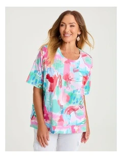 Cotton T-shirt in Abstract Painterly Print