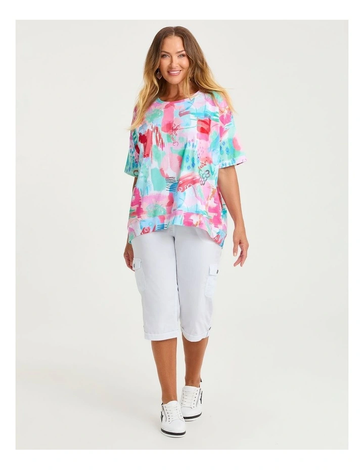 Cotton T-shirt in Abstract Painterly Print image 3