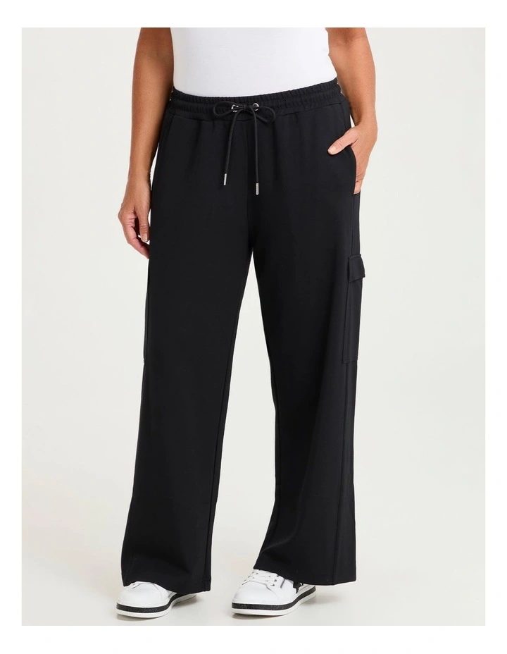 Modal Cargo Pocket Trackpant Black in Black image 1