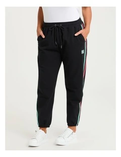 Cotton Blend Side Strike Trackpant in Black