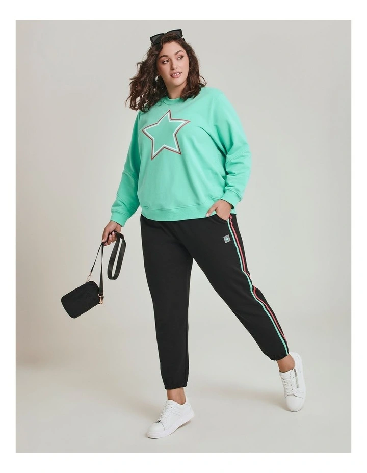 Cotton Blend Side Strike Trackpant in Black image 4