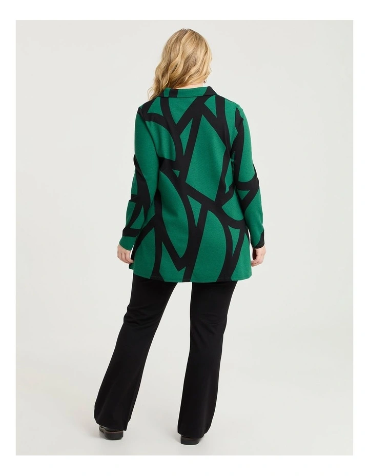 Abstract Zip Collar Ponte Tunic Jade Green/print image 2