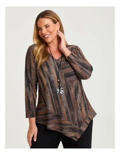 Chevron Stripe Burnout Tunic Caramel/black Print