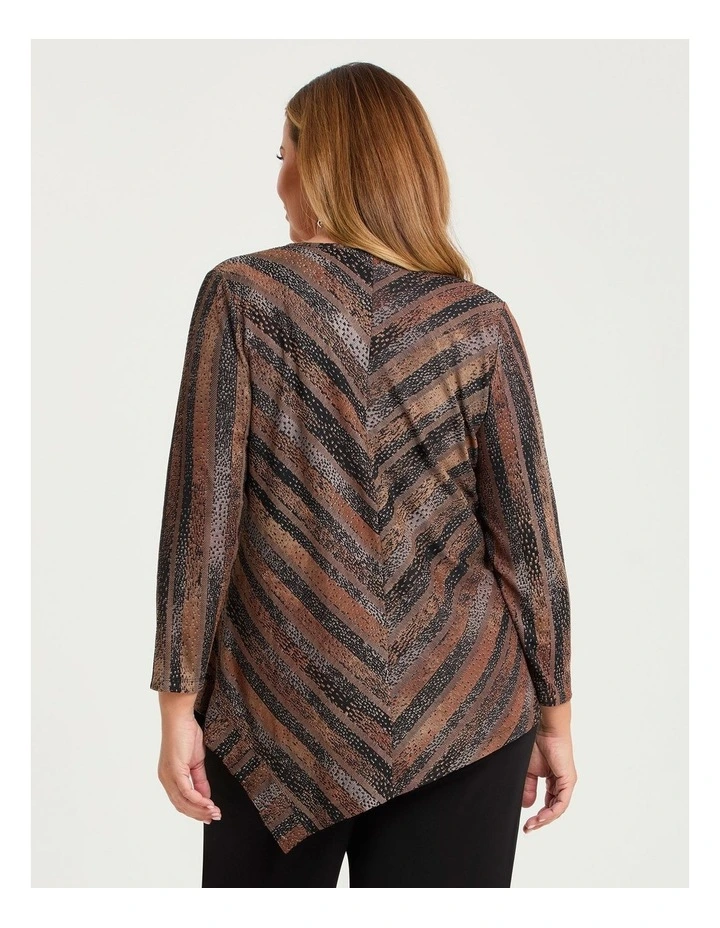 Chevron Stripe Burnout Tunic Caramel/black Print image 3