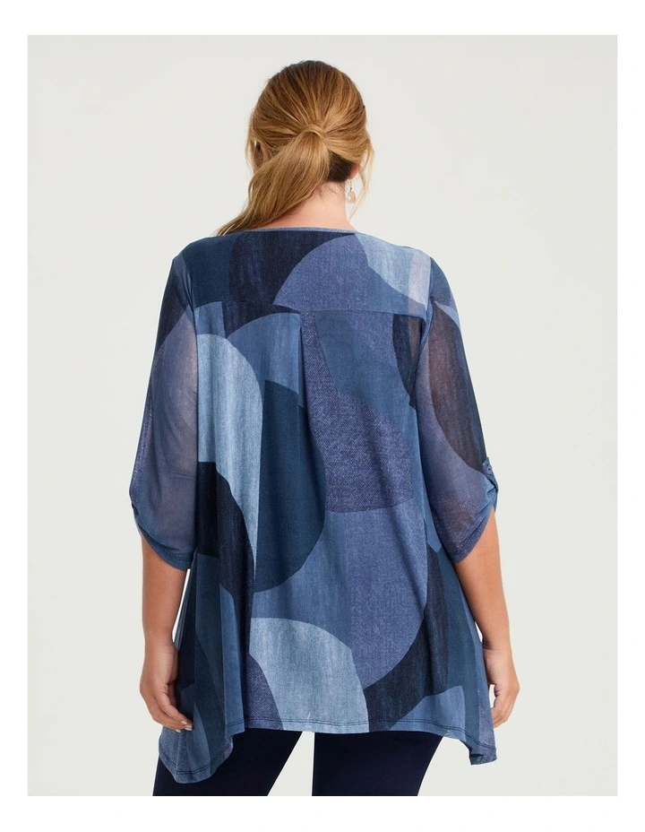 Mesh Layered Tunic Indigo Print image 2