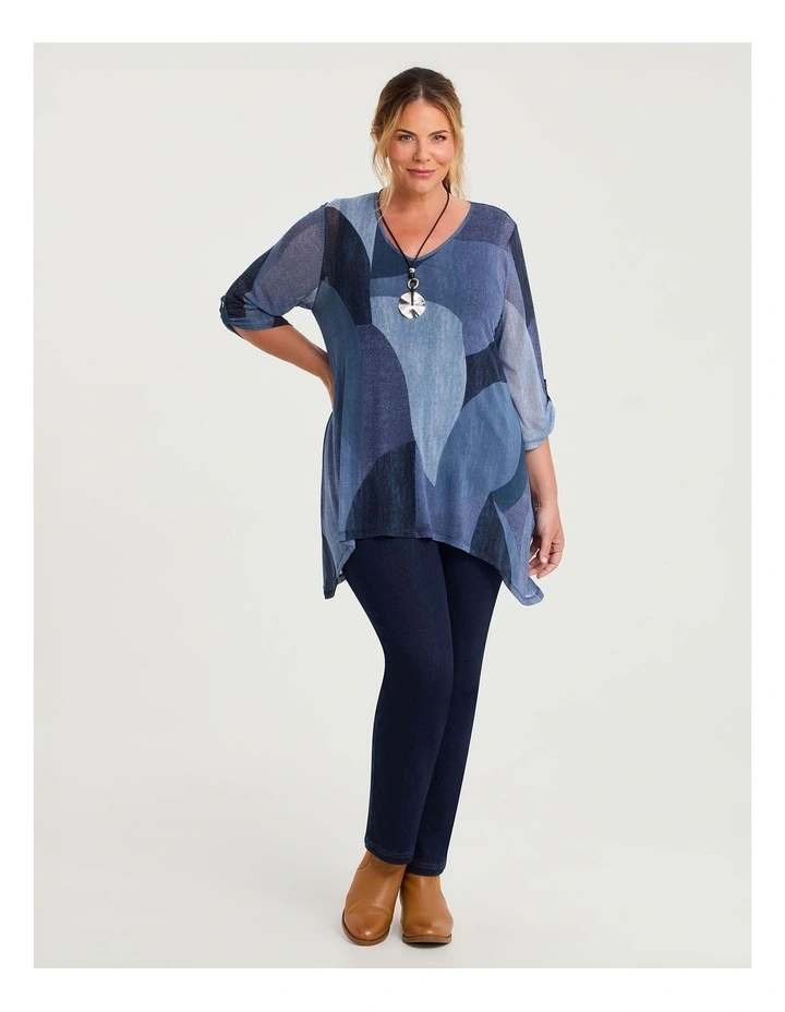 Mesh Layered Tunic Indigo Print image 3