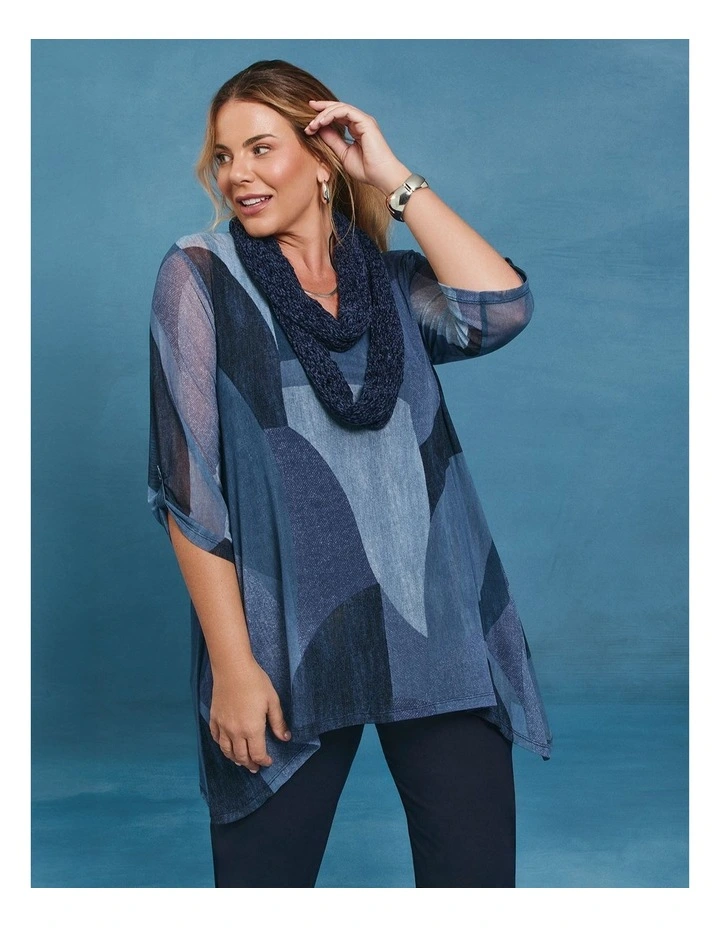 Mesh Layered Tunic Indigo Print image 4