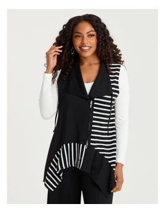 Natural Cala Stripe Splice Vest Black/stripe