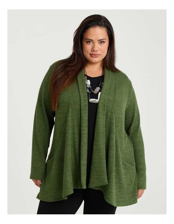 Shawl Collar Snug Cardigan Clover Green image 1