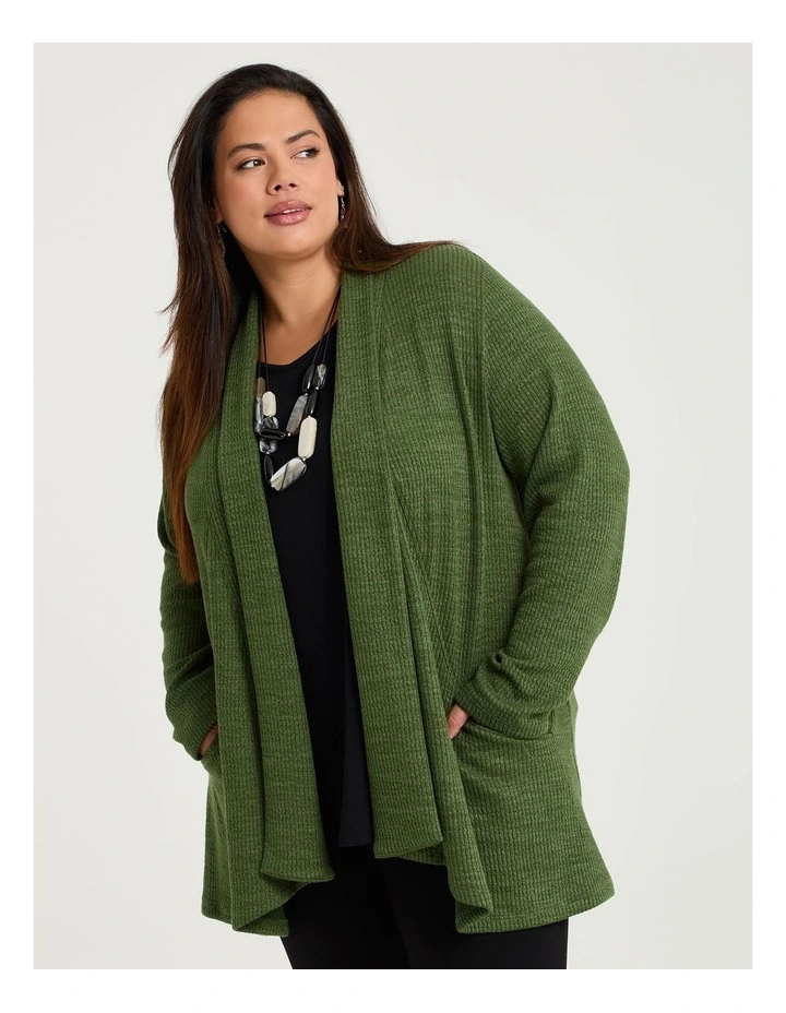 Shawl Collar Snug Cardigan Clover Green image 3