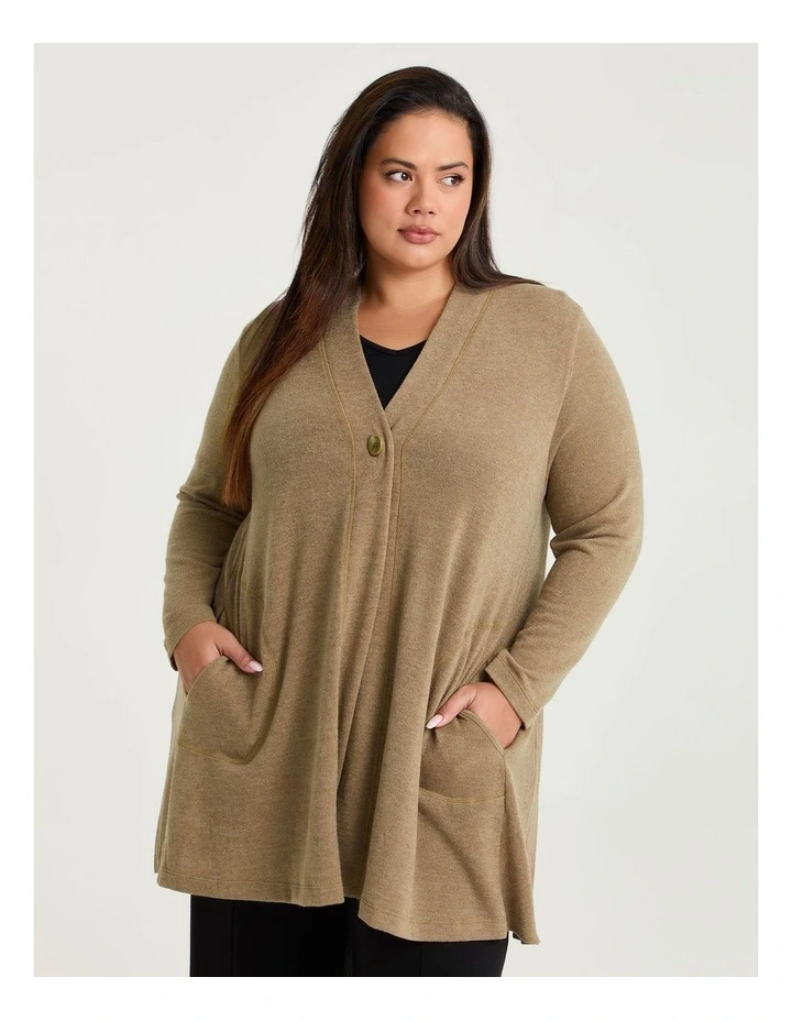 Pleat Back Snug Cardigan Brown Sugar image 1