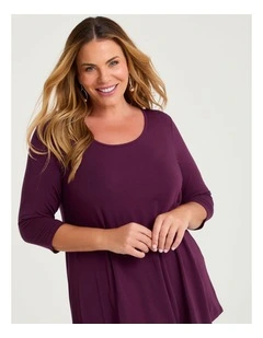 Bamboo Base 3/4 Sleeve Top in Burgundy Berry