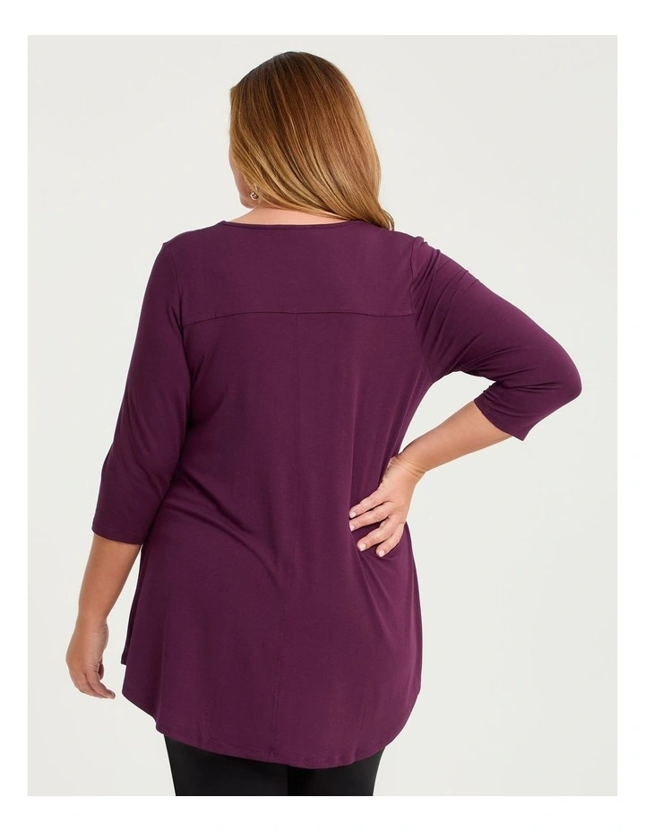 Bamboo Base 3/4 Sleeve Top in Burgundy Berry image 2
