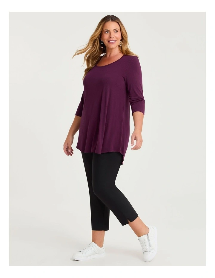 Bamboo Base 3/4 Sleeve Top in Burgundy Berry image 3