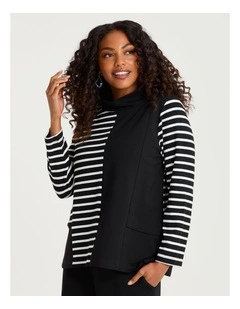 Natural Cala Stripe Splice Top Black/stripe