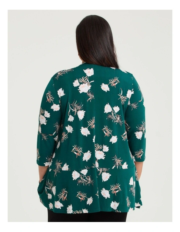 In Bloom Peplum Luna Top Dark Green Floral image 2