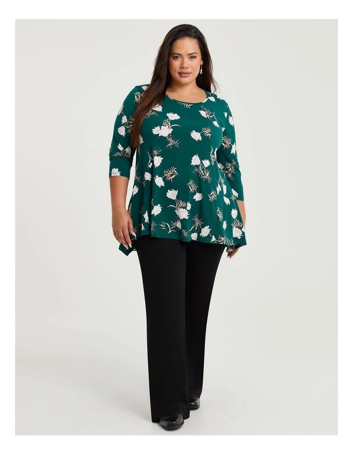 In Bloom Peplum Luna Top Dark Green Floral image 3