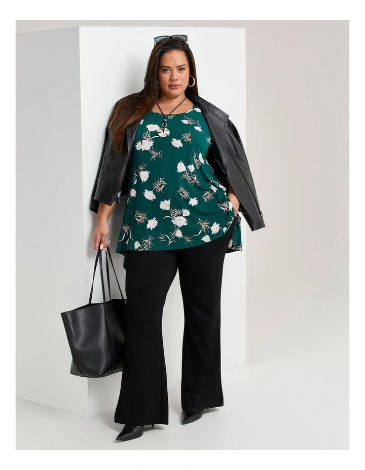 In Bloom Peplum Luna Top Dark Green Floral image 5