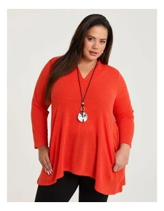 Cosy Snug Empire Tunic Tomato Red