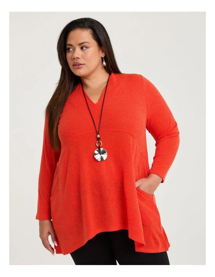 Cosy Snug Empire Tunic Tomato Red image 3