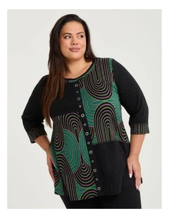 Jacquard Spliced Snug Tunic Black/green Print