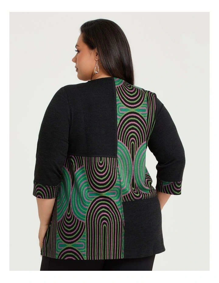 Jacquard Spliced Snug Tunic Black/green Print image 2