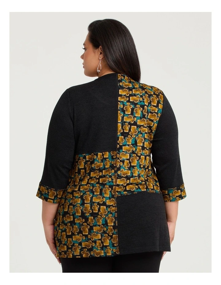 Jacquard Spliced Snug Tunic Black/mustard Print image 2