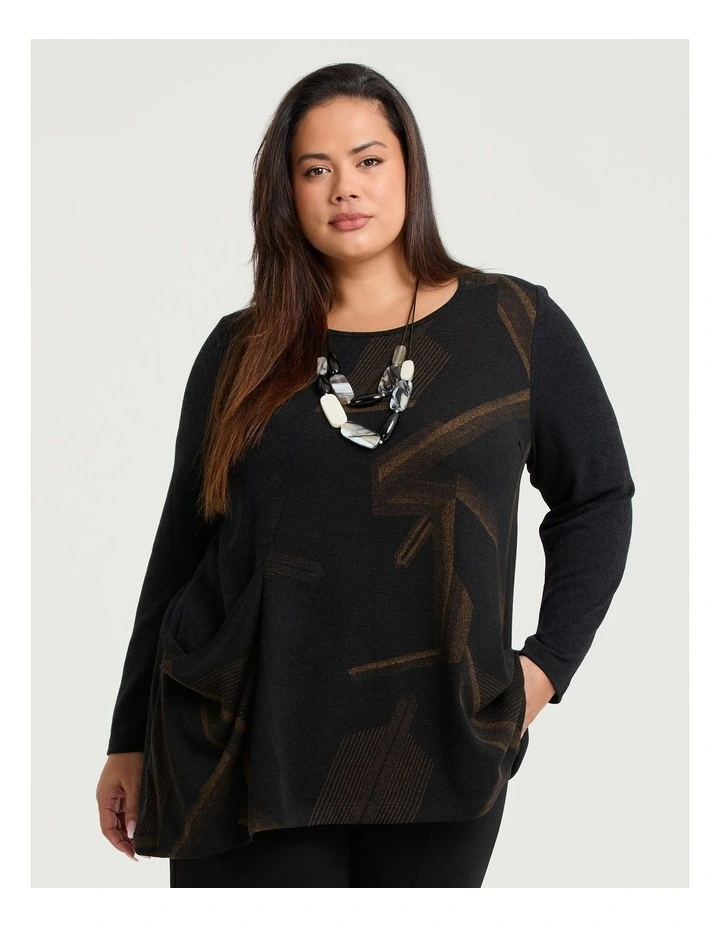 Spliced Angle Snug Tunic Black/print image 1