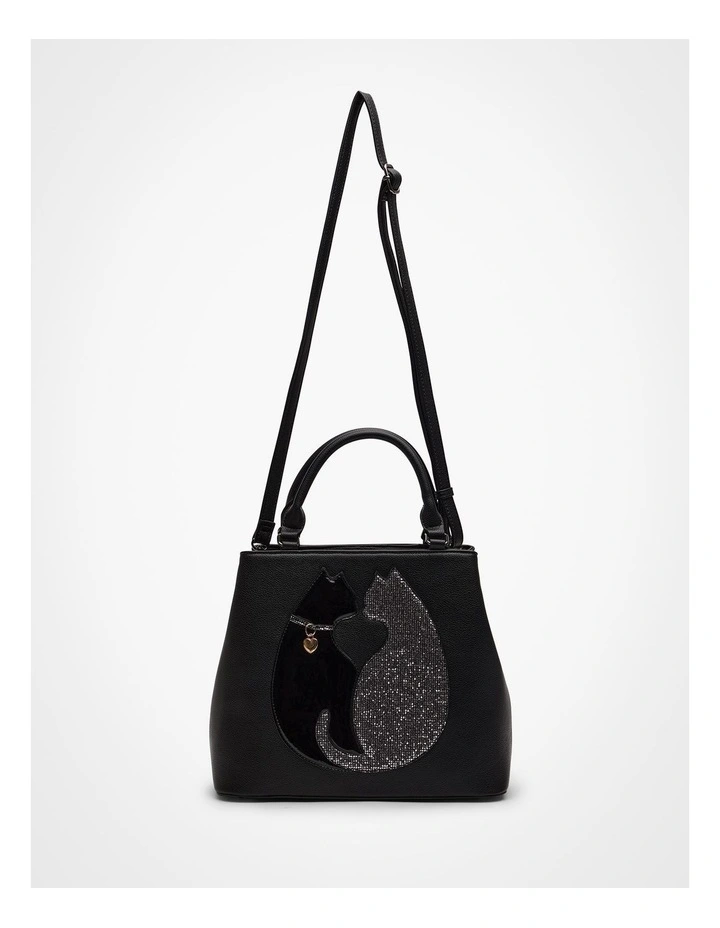 Kissing Cats Shoulder Bag Black/White image 1