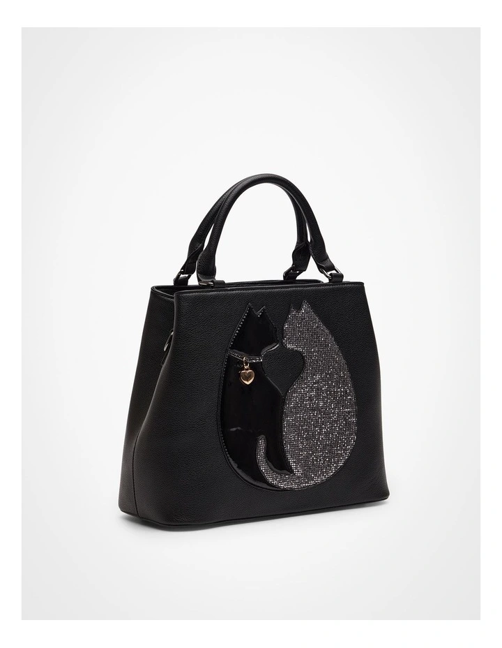 Kissing Cats Shoulder Bag Black/White image 2
