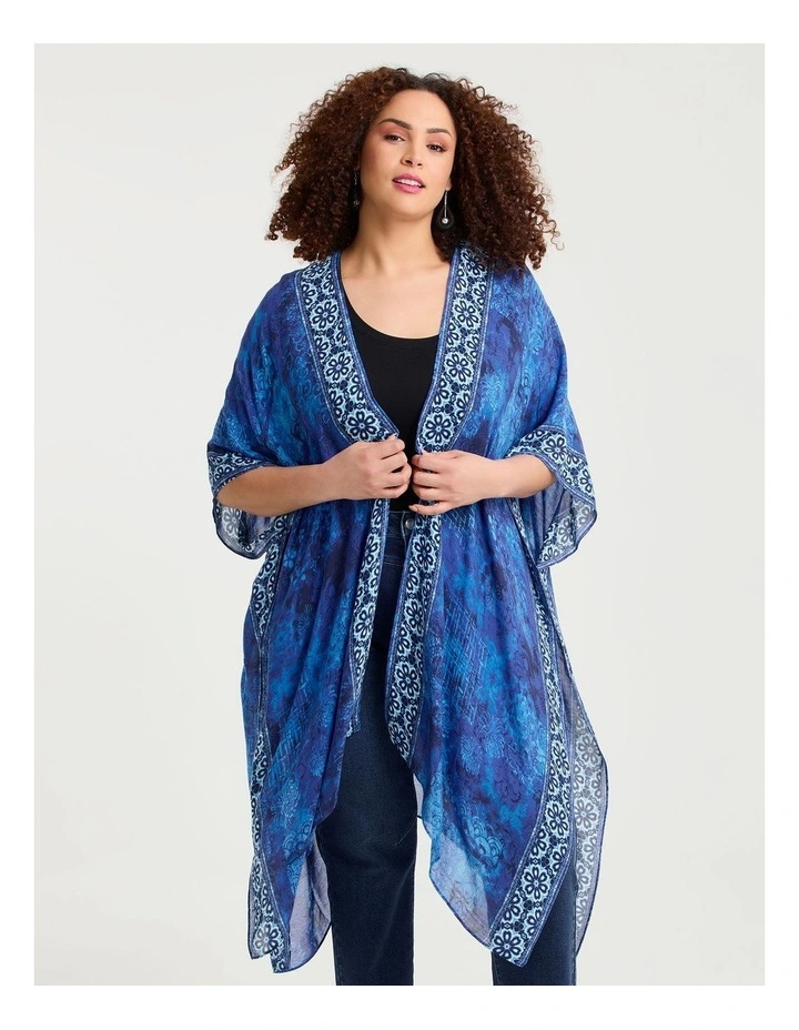 Shibori Patchwork Cape Blue image 3