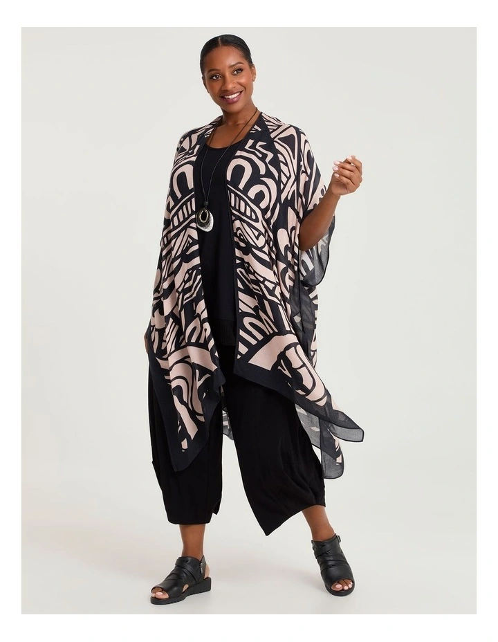 Abstract Print Cape Kimono Multi image 1