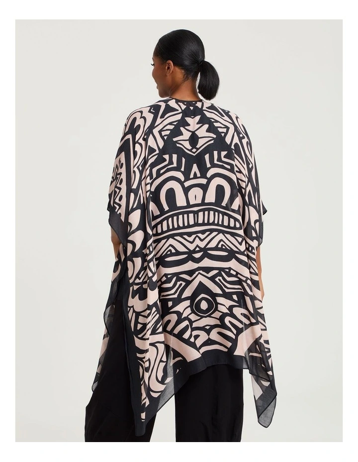 Abstract Print Cape Kimono Multi image 2