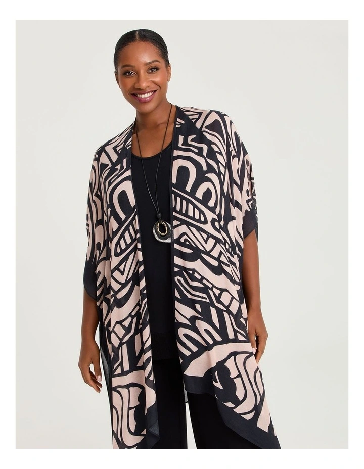Abstract Print Cape Kimono Multi image 3