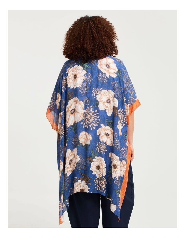 Floral Border Trim Cape Kimono Multi image 2