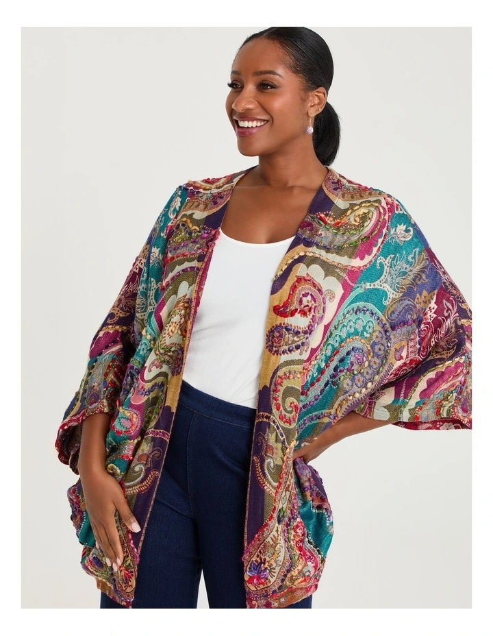 Multi Colour Embroidered Cape Multi image 3