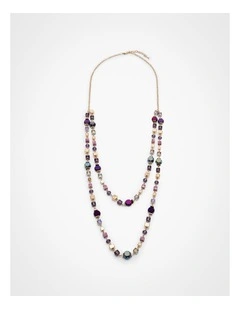 Crystal Layered Necklace Purple