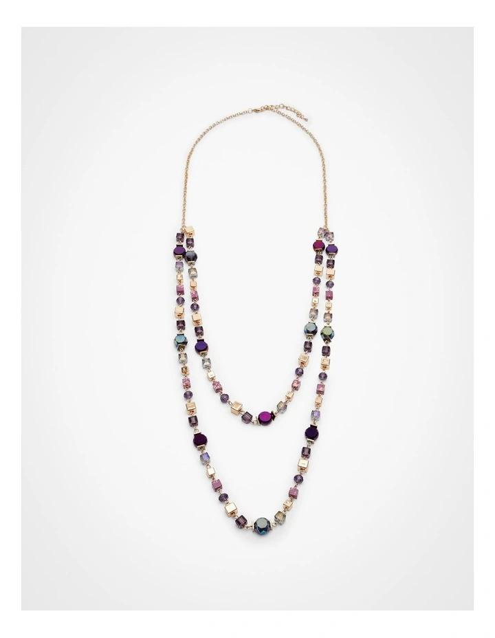 Crystal Layered Necklace Purple image 1