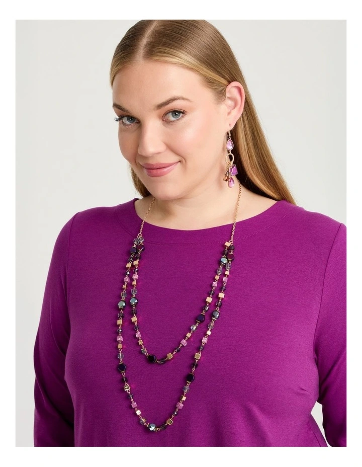 Crystal Layered Necklace Purple image 2