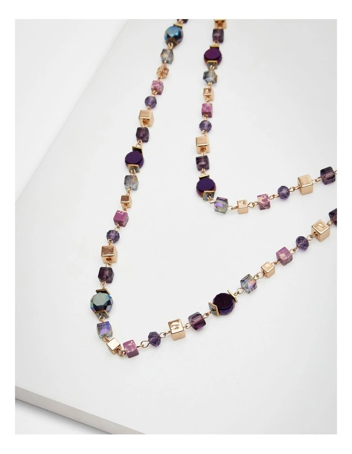 Crystal Layered Necklace Purple image 3