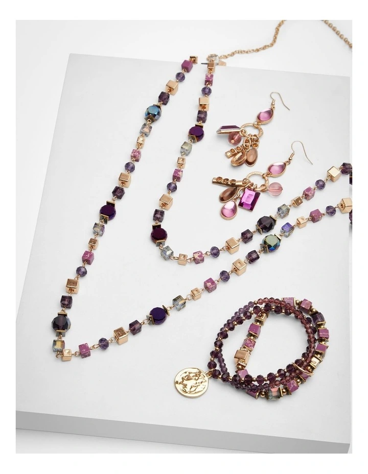 Crystal Layered Necklace Purple image 4