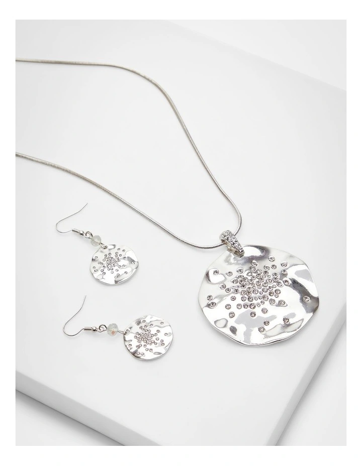 Silver Diamante Long Necklace Silver image 4